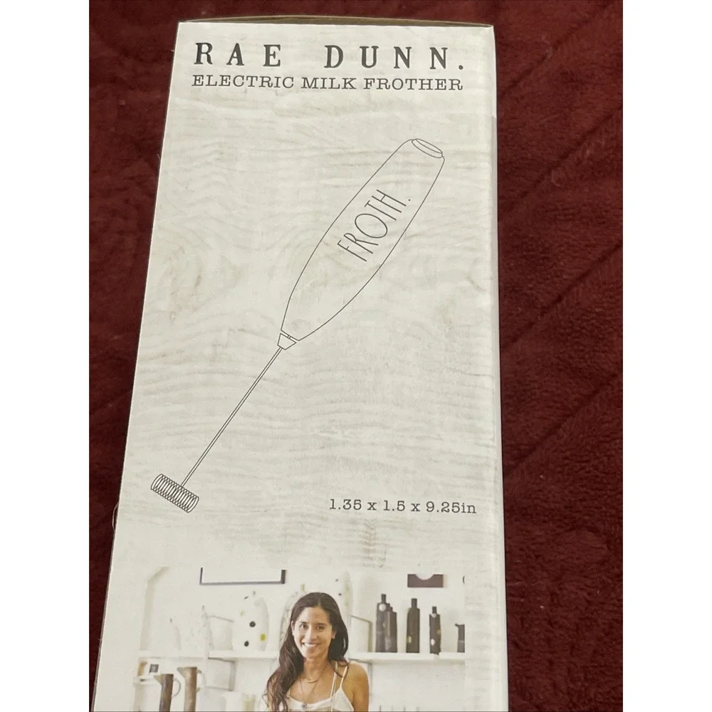 Rae Dunn Milk Frother & Stand Handheld Portable Electric Drink Mixer Cream Color